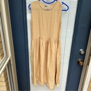 Linen loose sleeveless dress, SANTA CLARA /Washed soft linen dress pockets